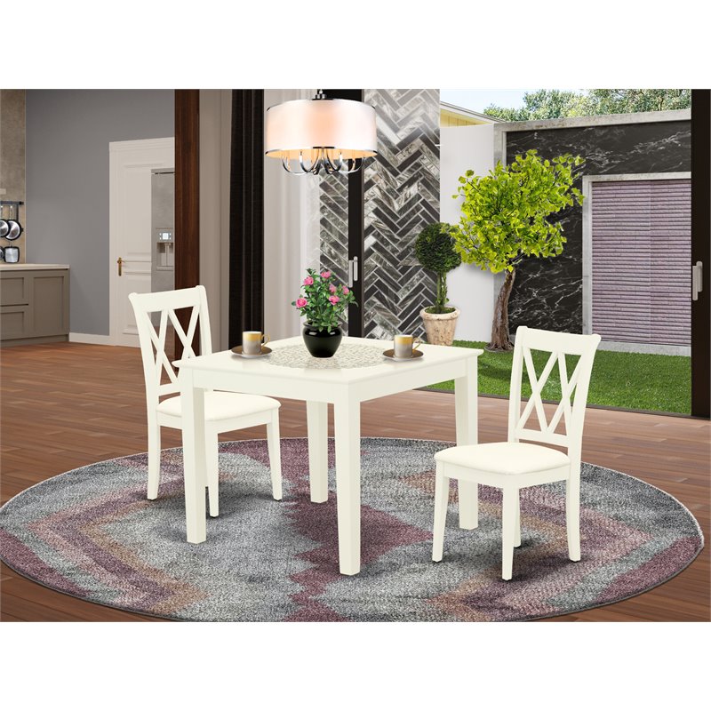 Pemberly Row 3-Piece Dining Set in Linen White with Double X Back Chairs