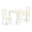 Pemberly Row 3-Piece Dining Set in Linen White with Double X Back Chairs