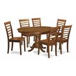 Pemberly Row Portland 7-Pc Wood Dining Set with Oval Table & Saddle Brown Chairs