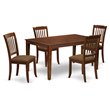 Pemberly Row 5-Piece Dining Set with Slat Back Chairs in Mahogany