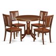 Pemberly Row 5-Piece Dining Set with Round Wood Table in Mahogany