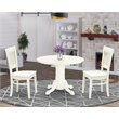 Pemberly Row 3-Piece Dining Set with Slatted Back Chairs in Linen White