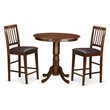 Pemberly Row 3-Piece Pub Table and Chair Set in Wood Mahogany Finish