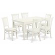 Pemberly Row Capri 7-Pc Wood Dining Table and Chairs in Linen White