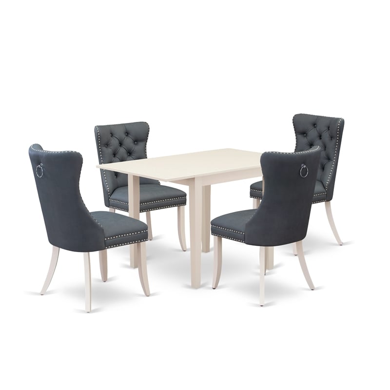 Pemberly Row 5-Piece Dining Table Set for 4 with Linen White Finish