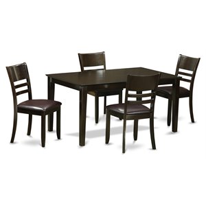Pemberly Row Capri 5-Pc Wood Dining Room Set in Cappuccino Finish
