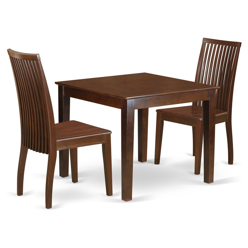 Pemberly Row 3-Piece Wood Dining Set in Mahogany with Square Table