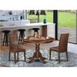 Pemberly Row 3-Piece Wood Dining Table Set in Mahogany with Pedestal Base