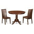 Pemberly Row 3-Piece Wood Dining Table Set in Mahogany with Pedestal Base