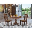 Pemberly Row Hartland 3-Piece Dining Set with Linen Seat in Mahogany