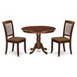 Pemberly Row Hartland 3-Piece Dining Set with Linen Seat in Mahogany