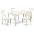 Pemberly Row 5-Piece Wood Dining Table Set in Linen White
