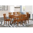 Pemberly Row Plainville 9-Piece Dining Set with Oval Table in Brown