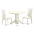 Pemberly Row Shelton 3-Piece Dining Set in Linen White Finish