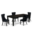 Pemberly Row 5-Piece Black Dining Table Set with Upholstered Chairs