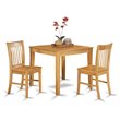 Pemberly Row Oxford 3-Piece Oak Dining Table Set with Slat-Back Chairs