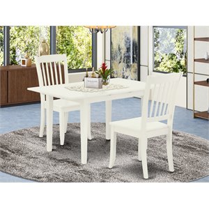 Pemberly Row 3-Piece Dining Set with Wooden Seat in Linen White Finish