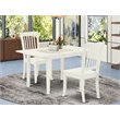 Pemberly Row 3-Piece Dining Set with Wooden Seat in Linen White Finish