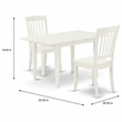 Pemberly Row 3-Piece Dining Set with Wooden Seat in Linen White Finish