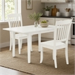 Pemberly Row 3-Piece Dining Set with Wooden Seat in Linen White Finish