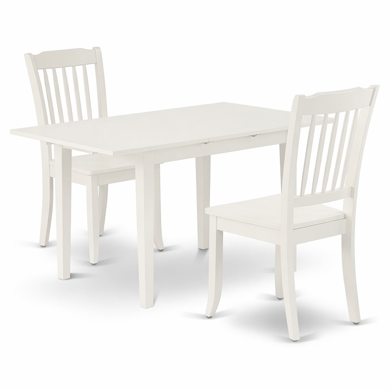 Pemberly Row 3-Piece Dining Set with Wooden Seat in Linen White Finish