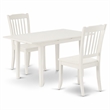 Pemberly Row 3-Piece Dining Set with Wooden Seat in Linen White Finish