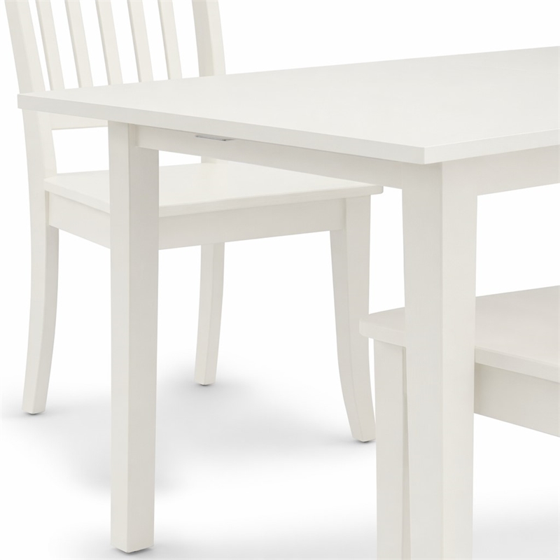 Pemberly Row 3-Piece Dining Set with Wooden Seat in Linen White Finish