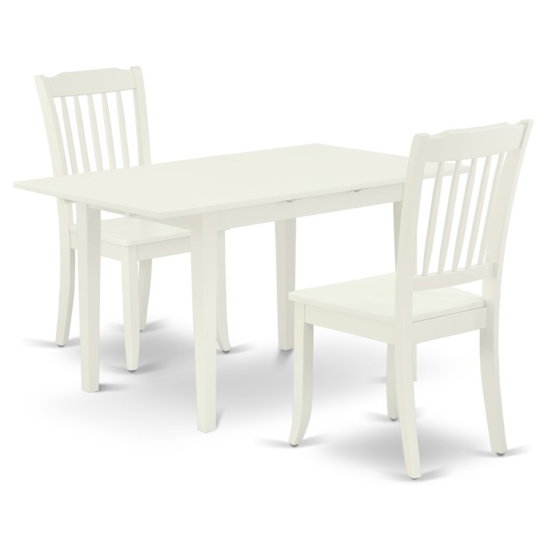 Pemberly Row 3-Piece Dining Set with Wooden Seat in Linen White Finish