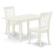 Pemberly Row 3-Piece Dining Set with Wooden Seat in Linen White Finish