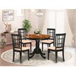 Pemberly Row 5-Piece Dining Set with Linen Chairs in Black & Cherry Finish