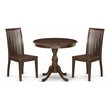 Pemberly Row 3-Piece Wood Dining Set w/ Round Table in Mahogany Finish