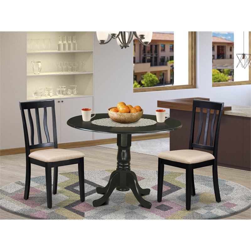 Pemberly Row 3-Piece Traditional Wood Dining Table Set in Black