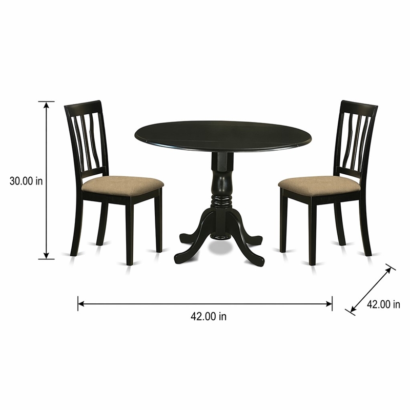 Pemberly Row 3-Piece Traditional Wood Dining Table Set in Black