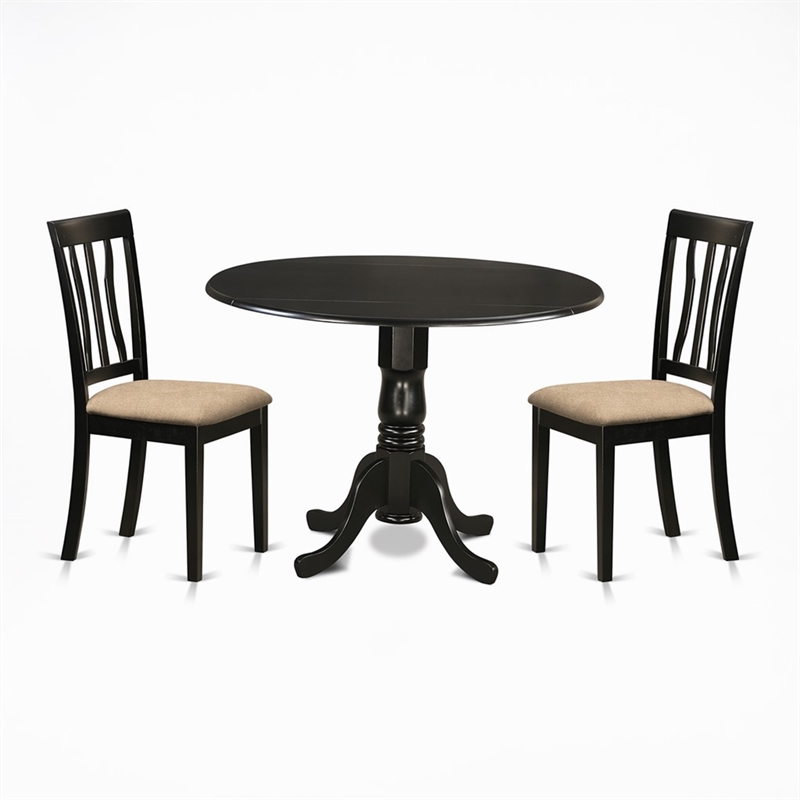 Pemberly Row 3-Piece Traditional Wood Dining Table Set in Black