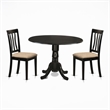 Pemberly Row 3-Piece Traditional Wood Dining Table Set in Black