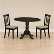 Pemberly Row 3-Piece Traditional Wood Dining Table Set in Black