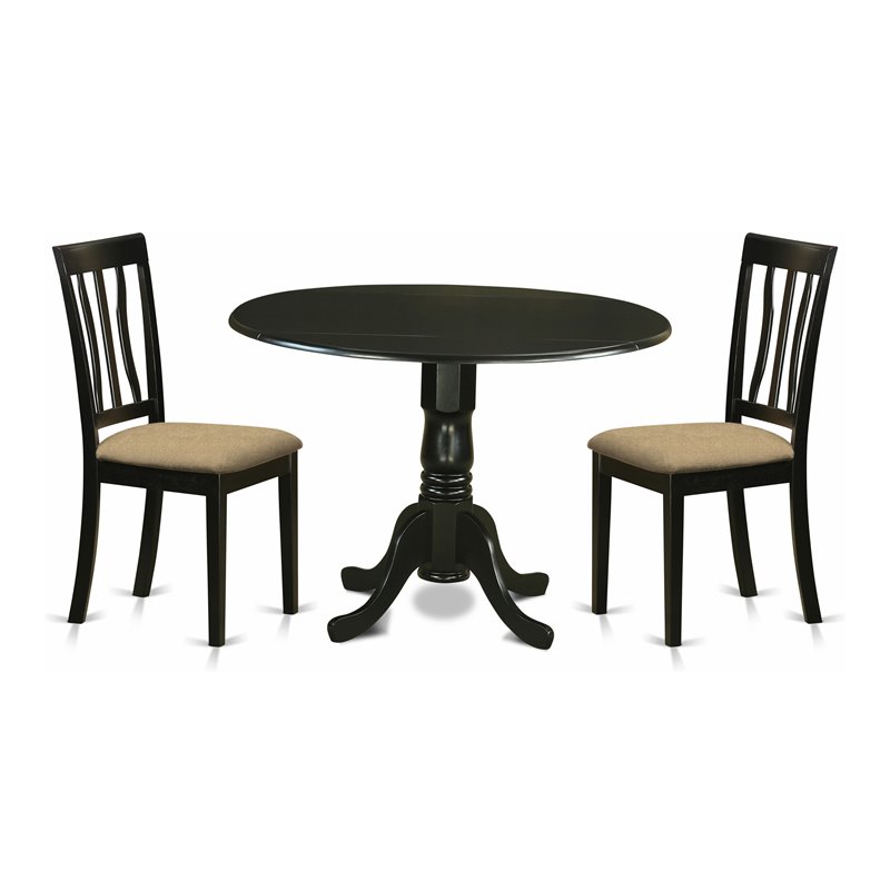 Pemberly Row 3-Piece Traditional Wood Dining Table Set in Black