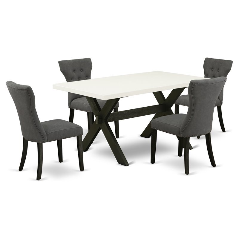 Pemberly Row X-Style 5-Piece Wood Dining Set in Gotham Gray and Black