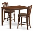 Pemberly Row 3-Piece Mahogany Counter Height Dining Set with Linen Seats