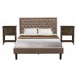 Pemberly Row 3-Piece Queen Bedroom Set with Fabric Headboard in Dark Khaki