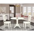 Pemberly Row 3-Piece Dining Set with Drop Leaves Table in Linen White