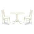 Pemberly Row 3-Piece Dining Set with Drop Leaves Table in Linen White