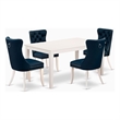 Pemberly Row 5-Piece Dining Table Set in Linen White/Navy Blue