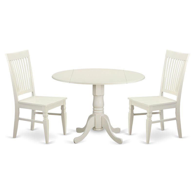 Pemberly Row Dublin 3-Piece Wood Dining Table Set in Linen White