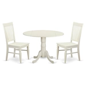 Pemberly Row Dublin 3-Piece Wood Dining Table Set in Linen White