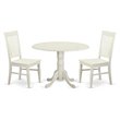 Pemberly Row Dublin 3-Piece Wood Dining Table Set in Linen White