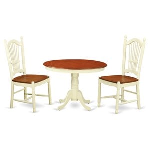 Pemberly Row 3-Piece Wood Dining Set with Round Table in Cherry Finish