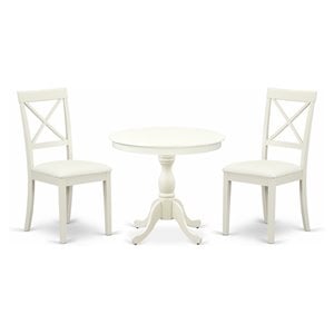 Pemberly Row 3-Piece Dining Set with X-Back Chairs in Linen White