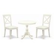 Pemberly Row 3-Piece Dining Set with X-Back Chairs in Linen White