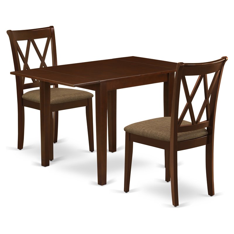 Pemberly Row 3-Piece Dining Set with Mahogany Wood Table and Chairs